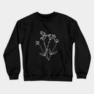 Wildflower Line Art, Elegant Flower Outline, Hand Drawn Plants Crewneck Sweatshirt